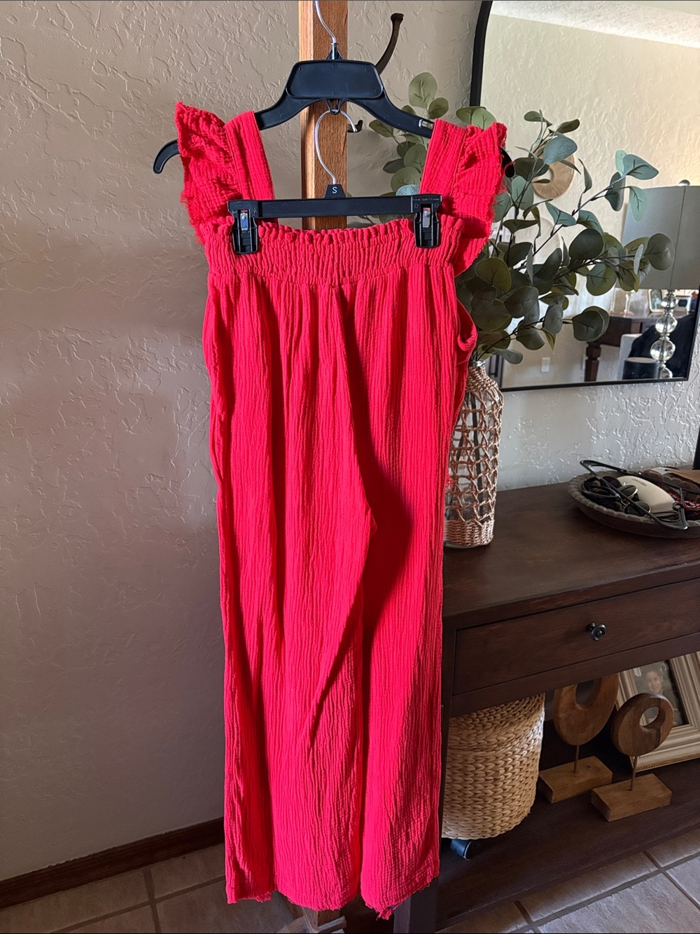 Bright Red Ruffled Top Matching Set - Picture 2 of 2